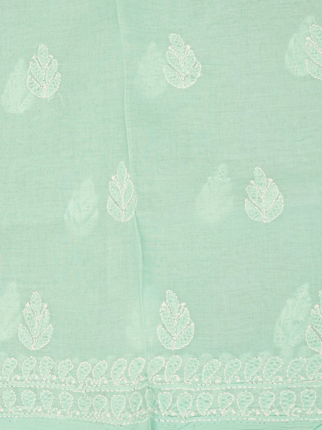 Ada Hand Embroidered Sea Green Cotton Lucknowi Chikankari Unstitched Suit Piece A211333