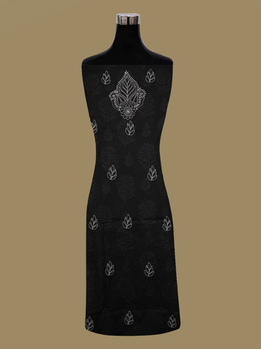 Ada Hand Embroidered Black Cotton Lucknowi Chikankari Unstitched Suit Piece A211330