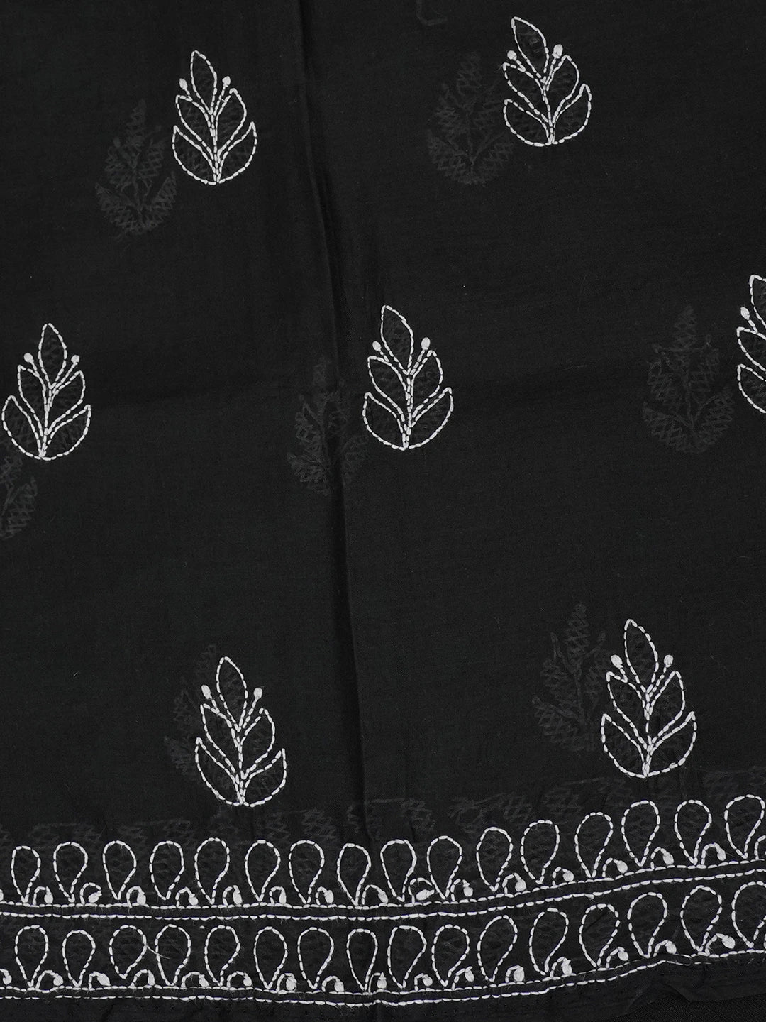Ada Hand Embroidered Black Cotton Lucknowi Chikankari Unstitched Suit Piece A211330