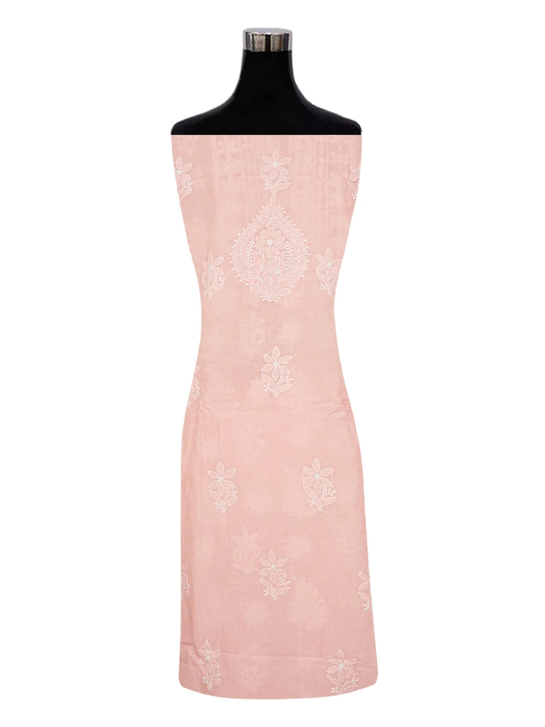 Ada Hand Embroidered Blushing Peach Cotton Lucknowi Chikankari Unstitched Suit Piece A211329