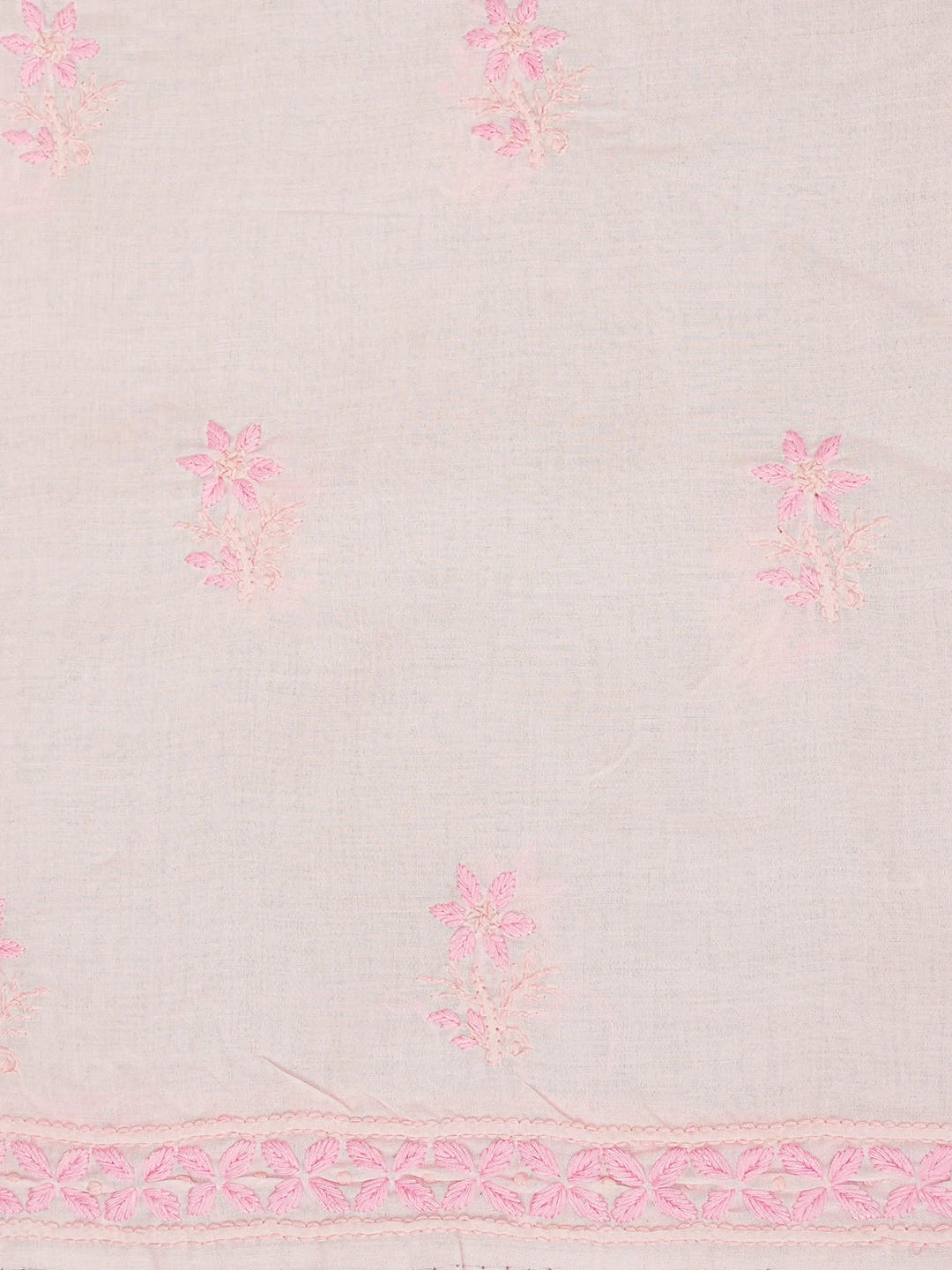 Ada Hand Embroidered Pastel Pink Cotton Lucknowi Chikankari Unstitched Suit Piece A211339