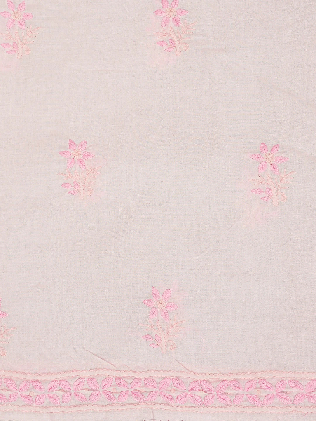 Ada Hand Embroidered Pastel Pink Cotton Lucknowi Chikankari Unstitched Suit Piece A211339