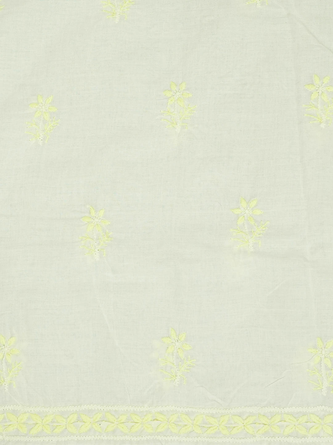 Ada Hand Embroidered Lemon Cotton Lucknowi Chikankari Unstitched Suit Piece A211340