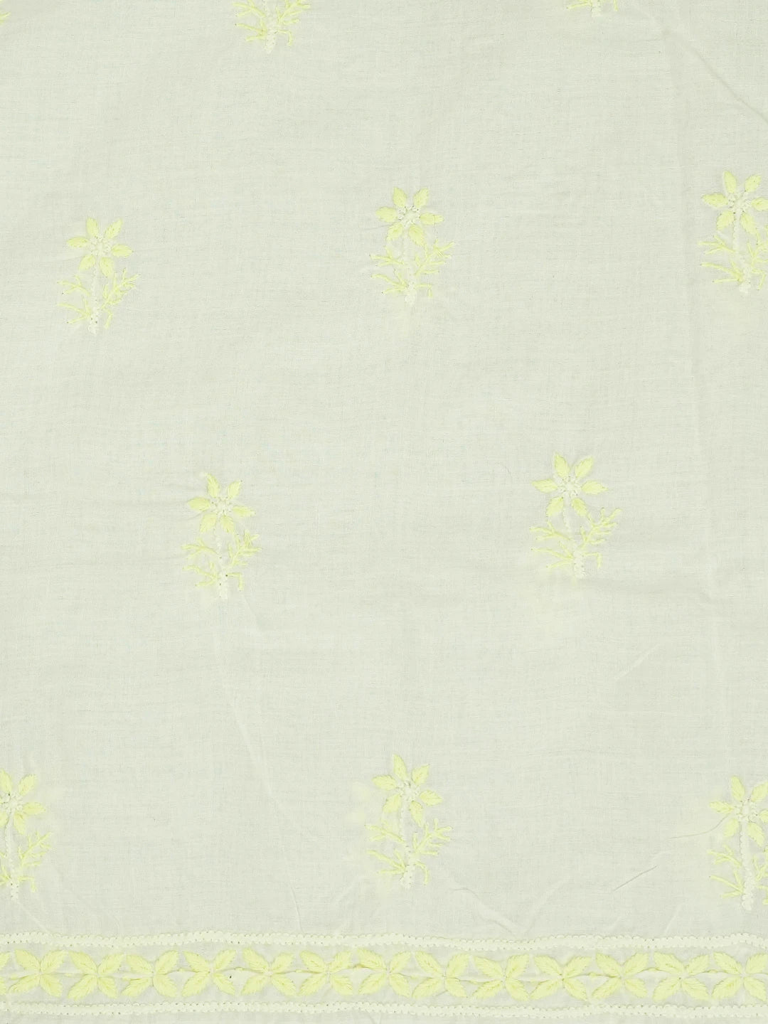 Ada Hand Embroidered Lemon Cotton Lucknowi Chikankari Unstitched Suit Piece A211340