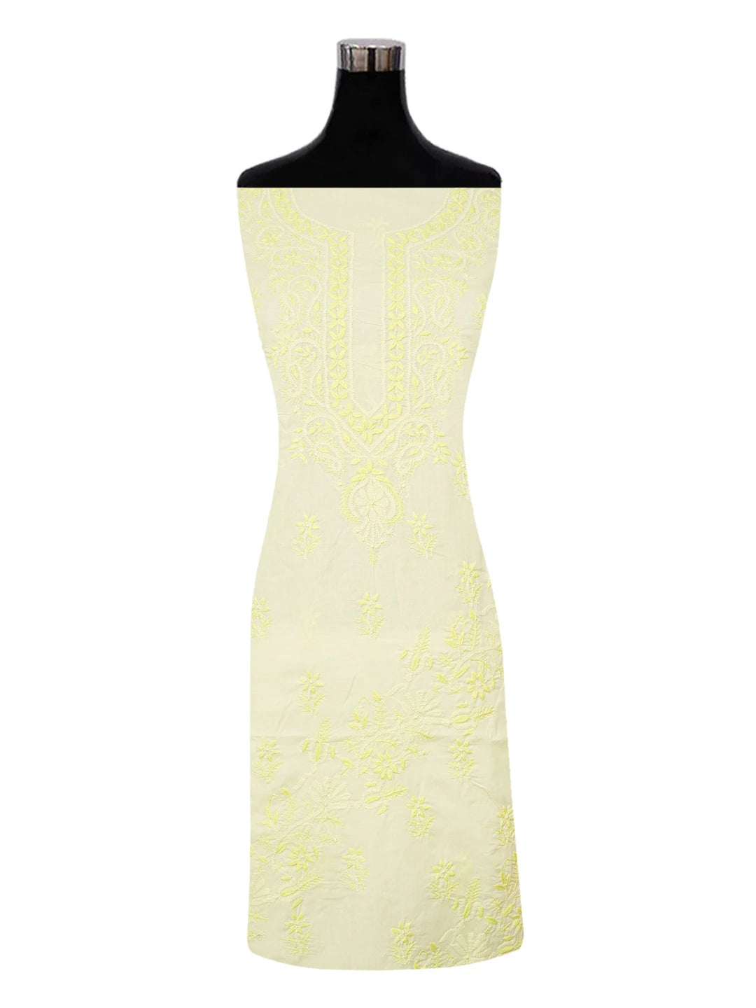 Ada Hand Embroidered Lemon Cotton Lucknowi Chikankari Unstitched Suit Piece A211340