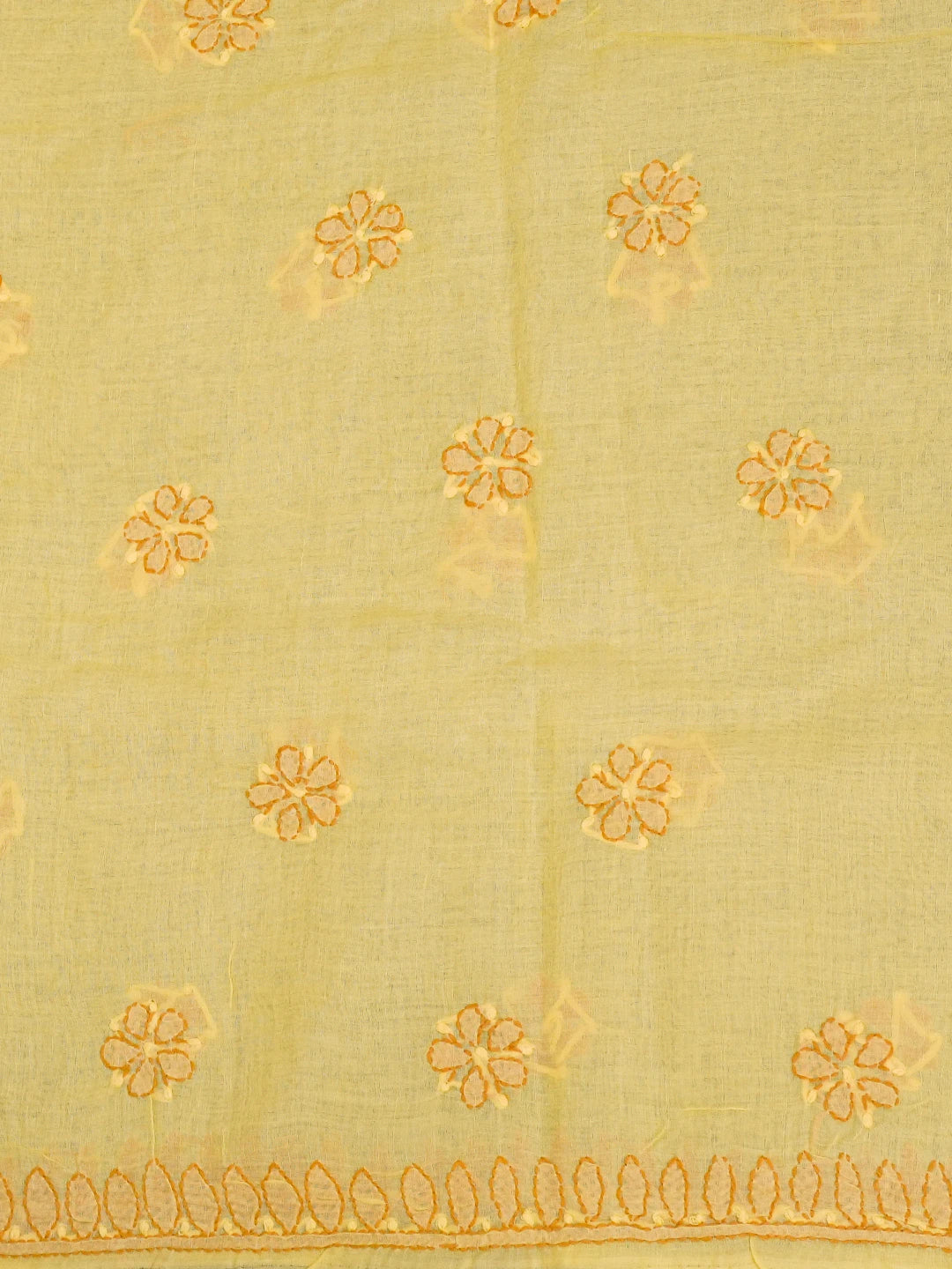 Ada Hand Embroidered Yellow Cotton Lucknowi Chikankari Unstitched Suit Piece A211336
