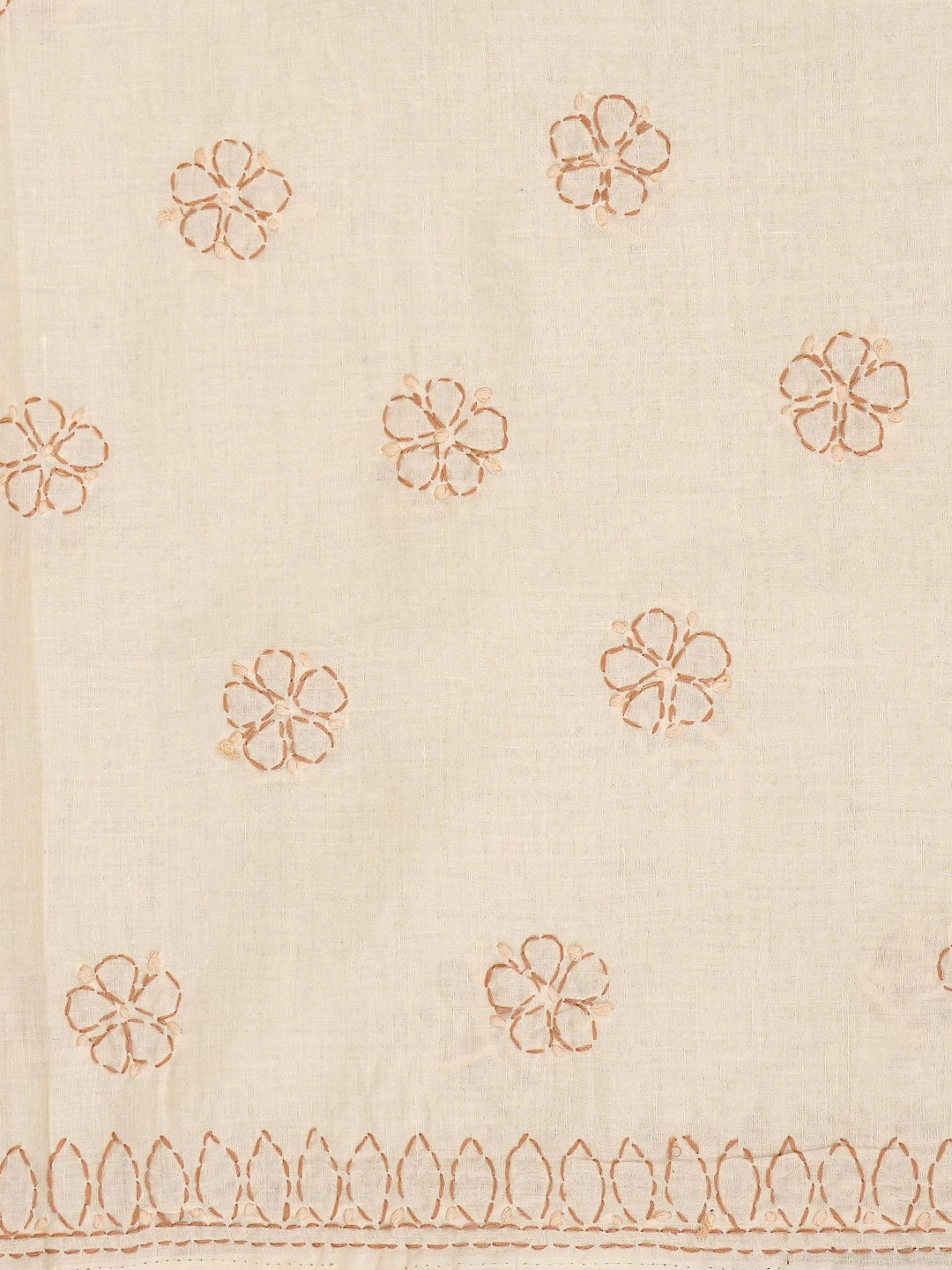 Ada Hand Embroidered Peach Cotton Lucknowi Chikankari Unstitched Suit Piece A211338