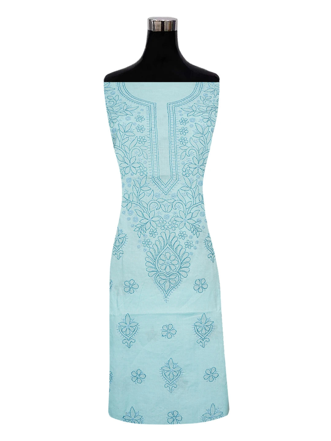 Ada Hand Embroidered Blue Cotton Lucknowi Chikankari Unstitched Suit Piece A211335