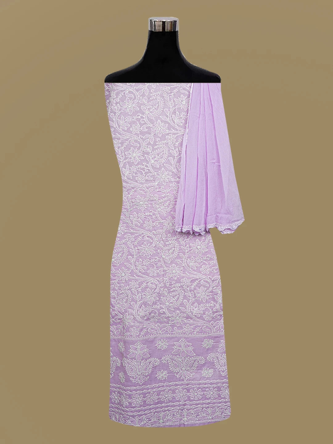 Ada Hand Embroidered Lavender Cotton Lucknowi Chikankari Unstitched Suit Piece A211352