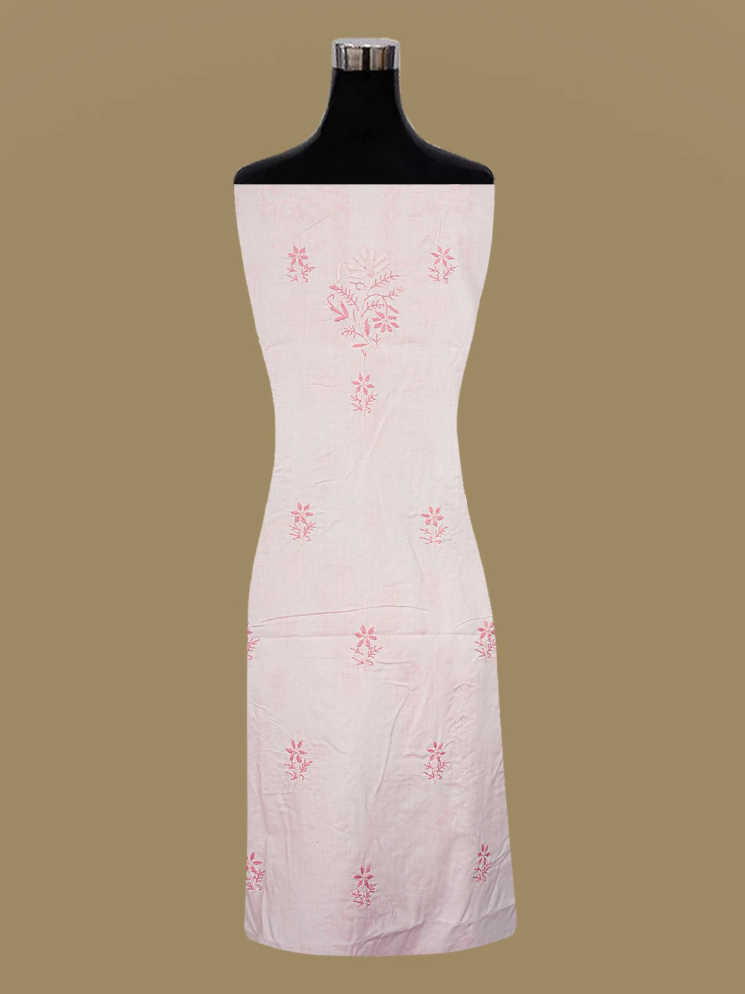 Ada Hand Embroidered Pink Cotton Lucknowi Chikankari Unstitched Suit Piece A211342