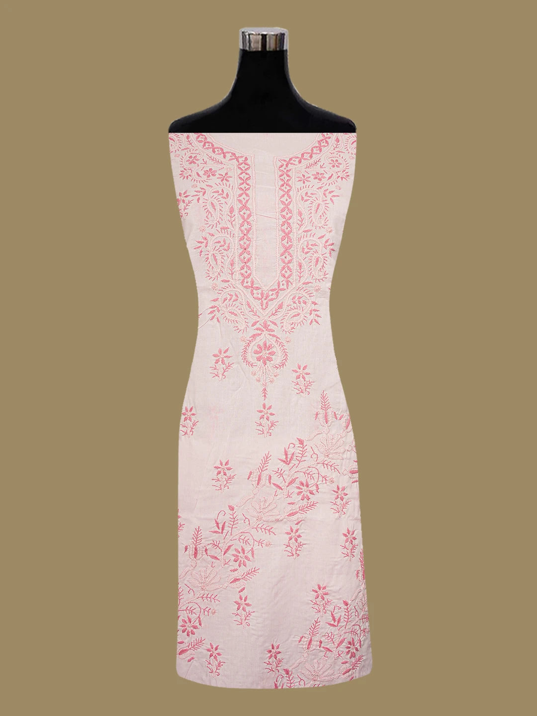 Ada Hand Embroidered Pink Cotton Lucknowi Chikankari Unstitched Suit Piece A211342