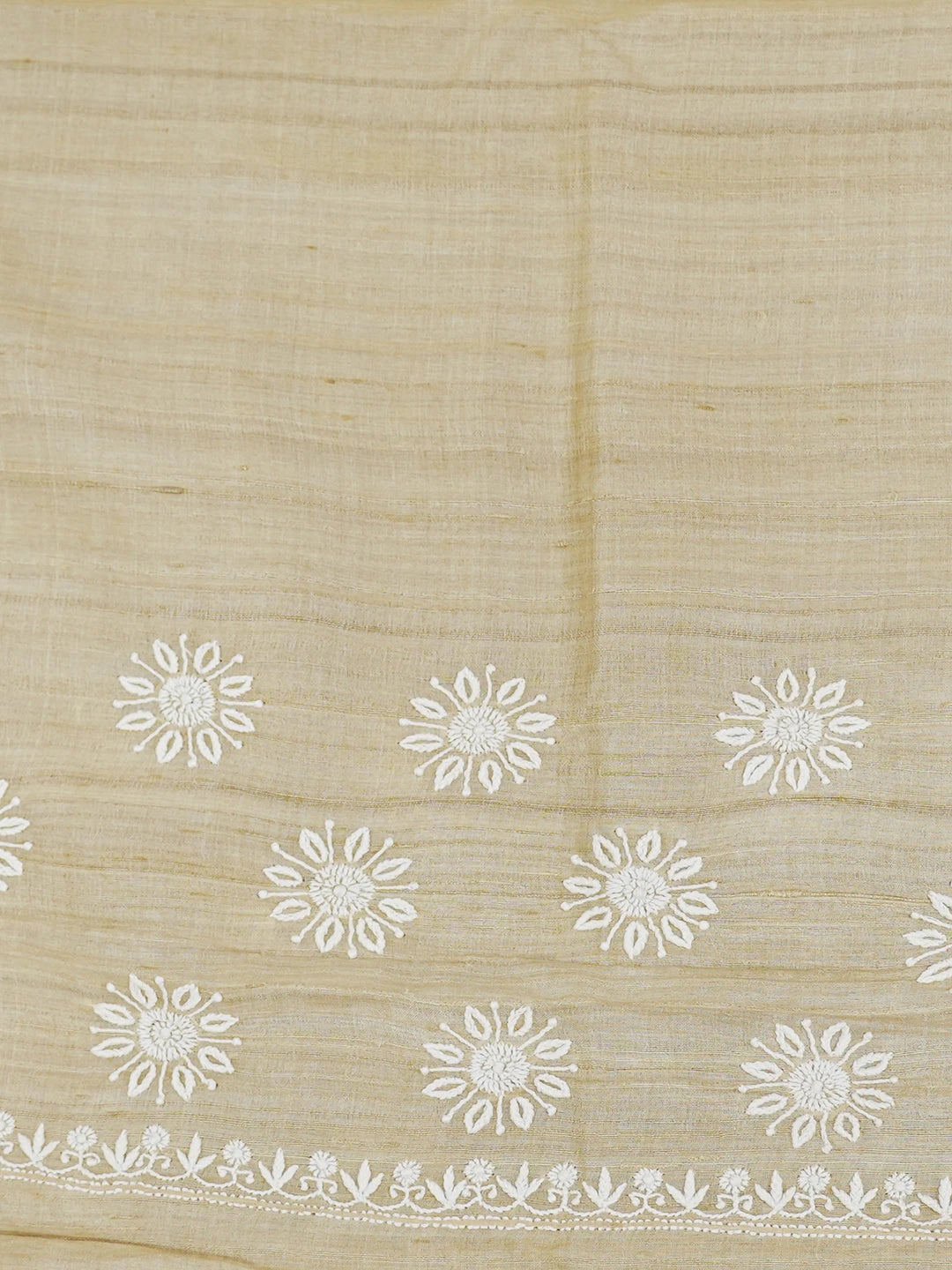 Ada Hand Embroidered Fawn Silk Lucknowi Chikankari Saree and Blouse 01A626862