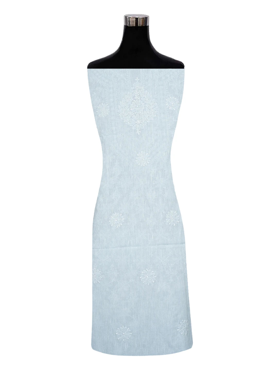 Ada Hand Embroidered Columbia Blue Linen Lucknowi Chikankari Unstitched Suit Piece 01A634911