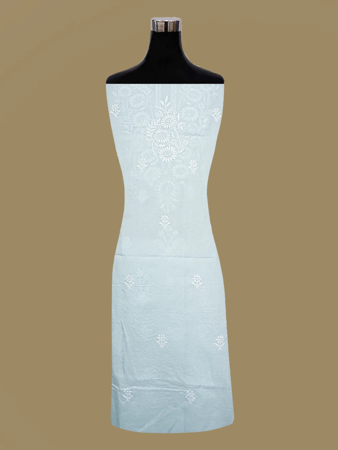 Ada Hand Embroidered Sky Blue Cotton Lucknowi Chikankari Unstitched Suit Piece A211344