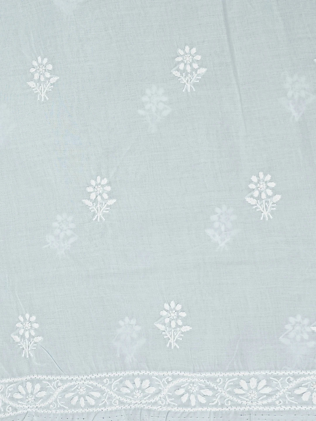 Ada Hand Embroidered Sky Blue Cotton Lucknowi Chikankari Unstitched Suit Piece A211344