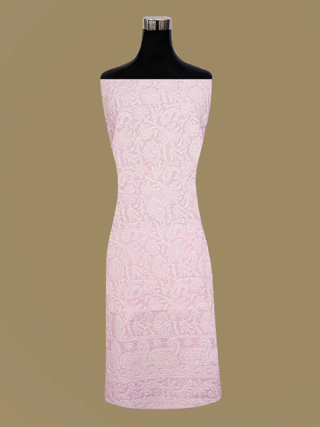 Ada Hand Embroidered Pink Cotton Lucknowi Chikankari Unstitched Suit Piece A211351