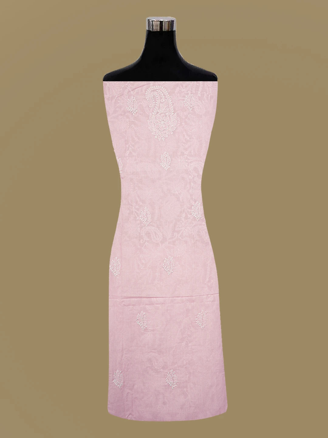 Ada Hand Embroidered Pink Cotton Lucknowi Chikankari Unstitched Suit Piece A211351