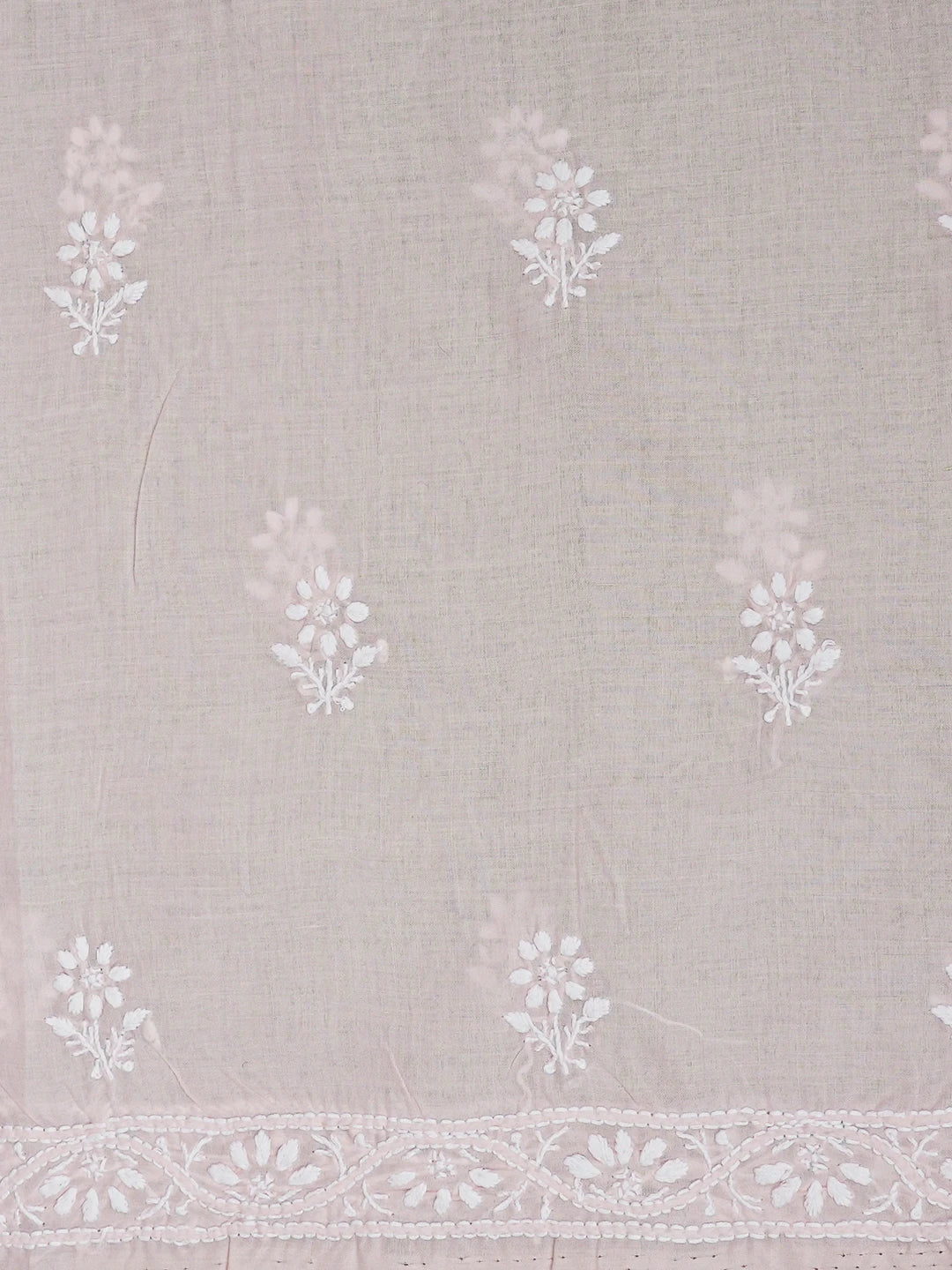 Ada Hand Embroidered Pastel Peach Pink Cotton Lucknowi Chikankari Unstitched Suit Piece A211345