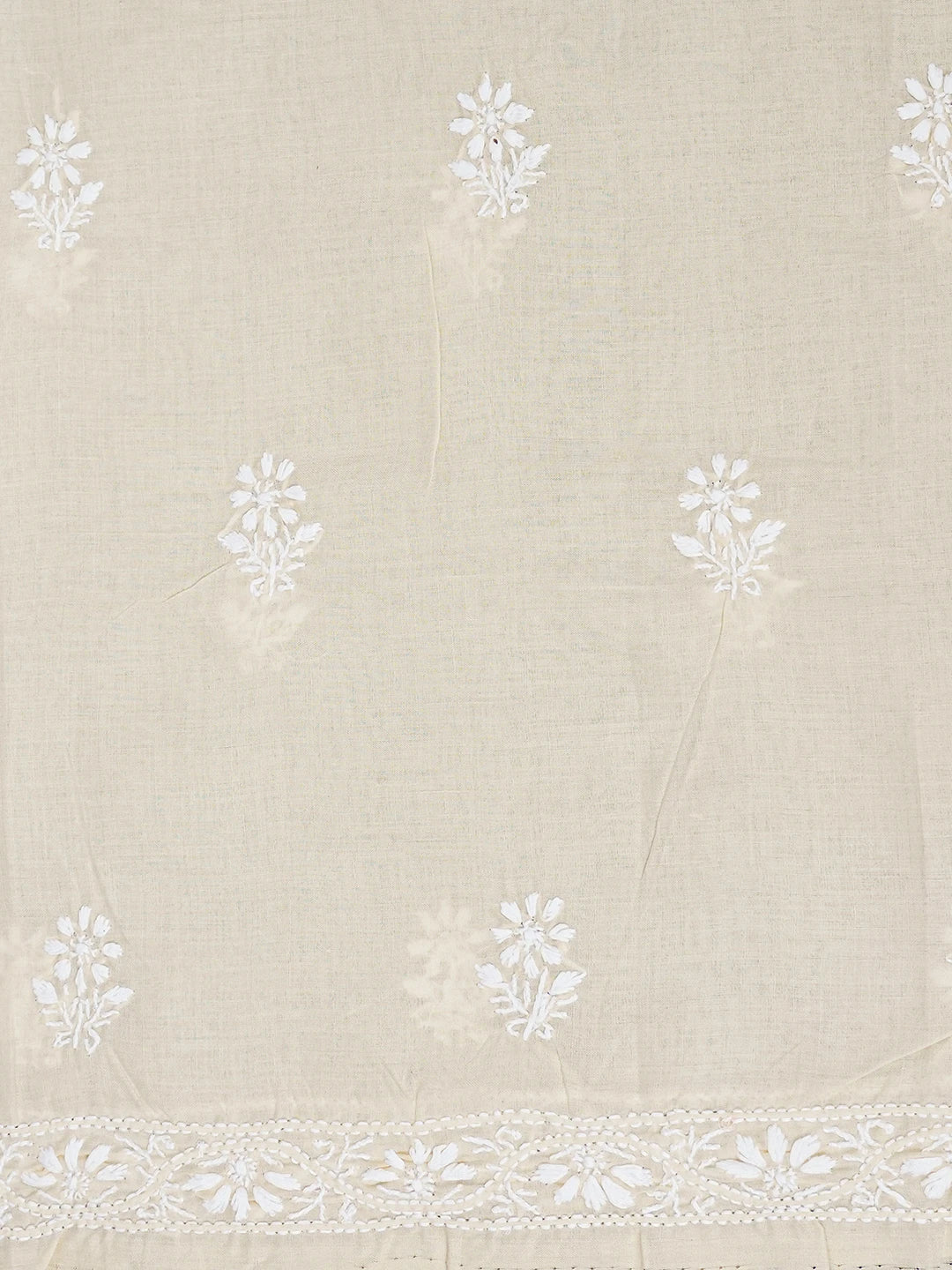 Ada Hand Embroidered Fawn Cotton Lucknowi Chikankari Unstitched Suit Piece A211343