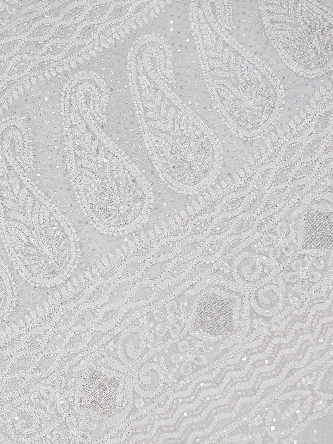 Ada Hand Embroidered Grey Viscose Georgette Lucknowi Chikankari Saree With Blouse And Sequinned Work 01A605352