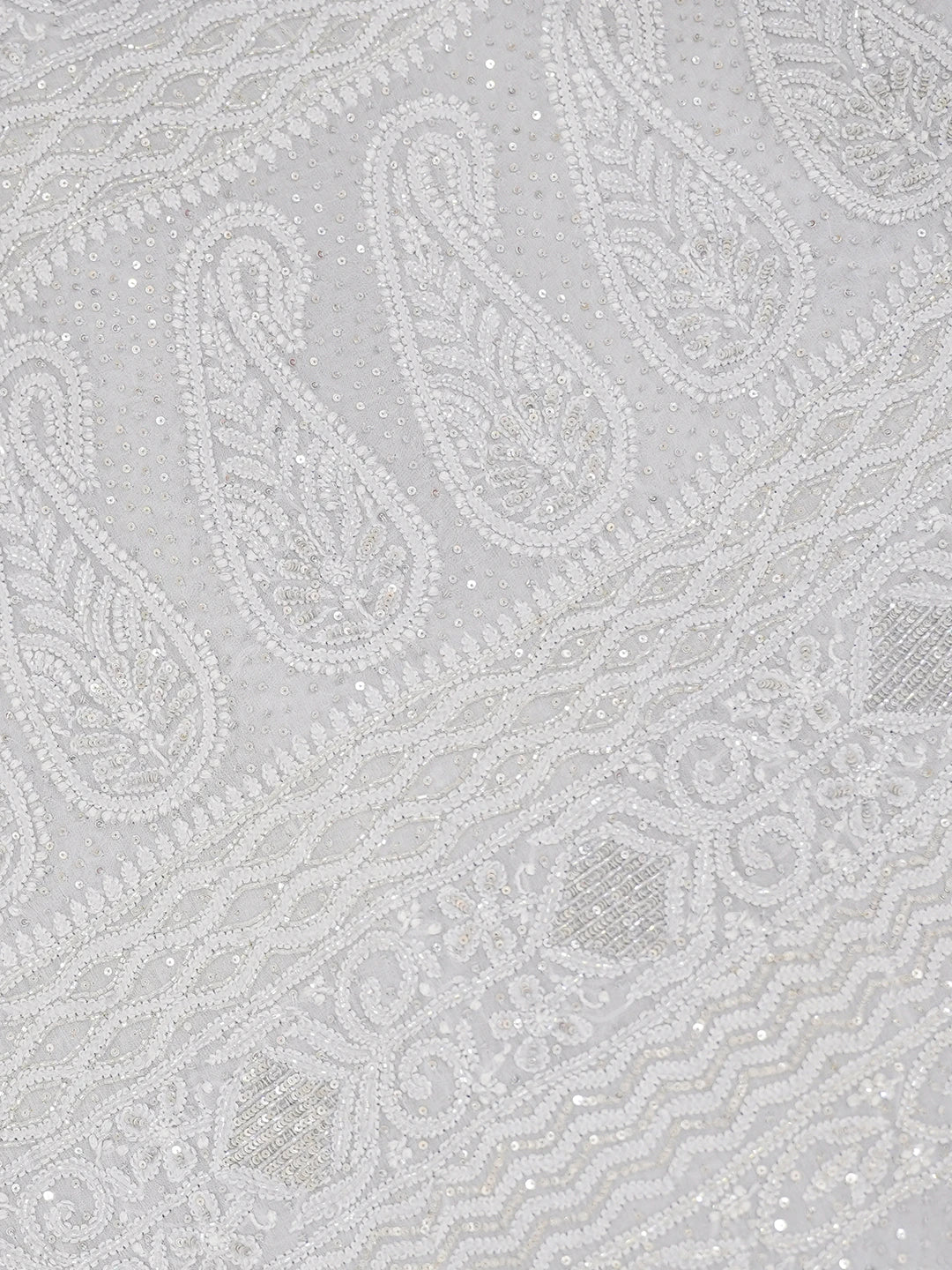 Ada Hand Embroidered Grey Viscose Georgette Lucknowi Chikankari Saree With Blouse And Sequinned Work 01A605352