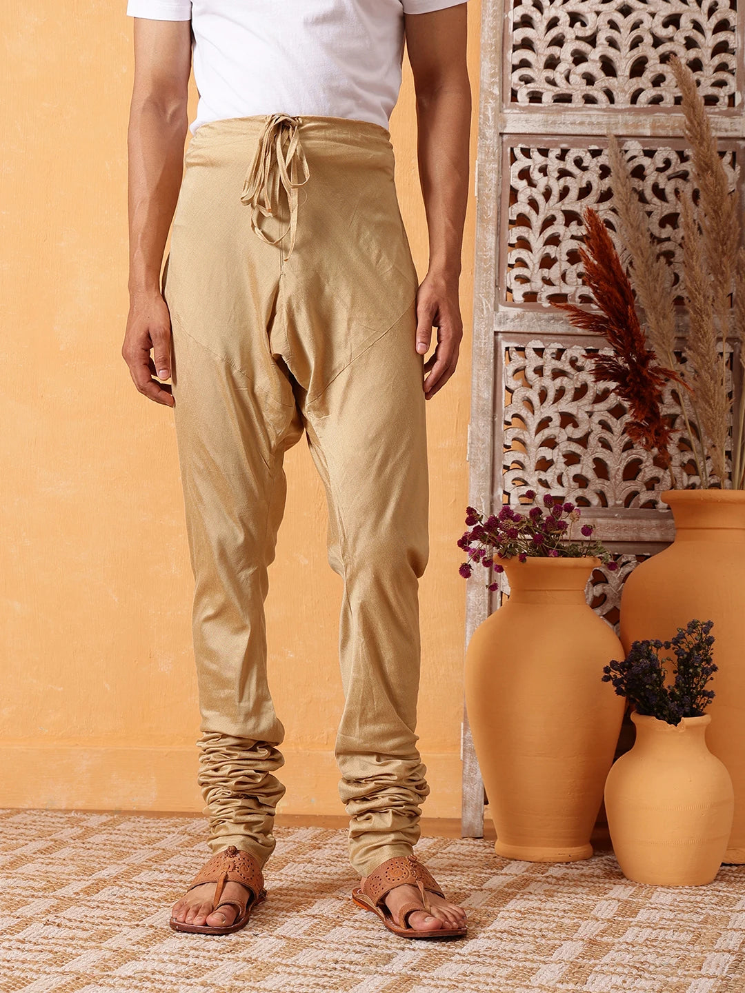Ada Fawn Silk Men's Churidar A611170