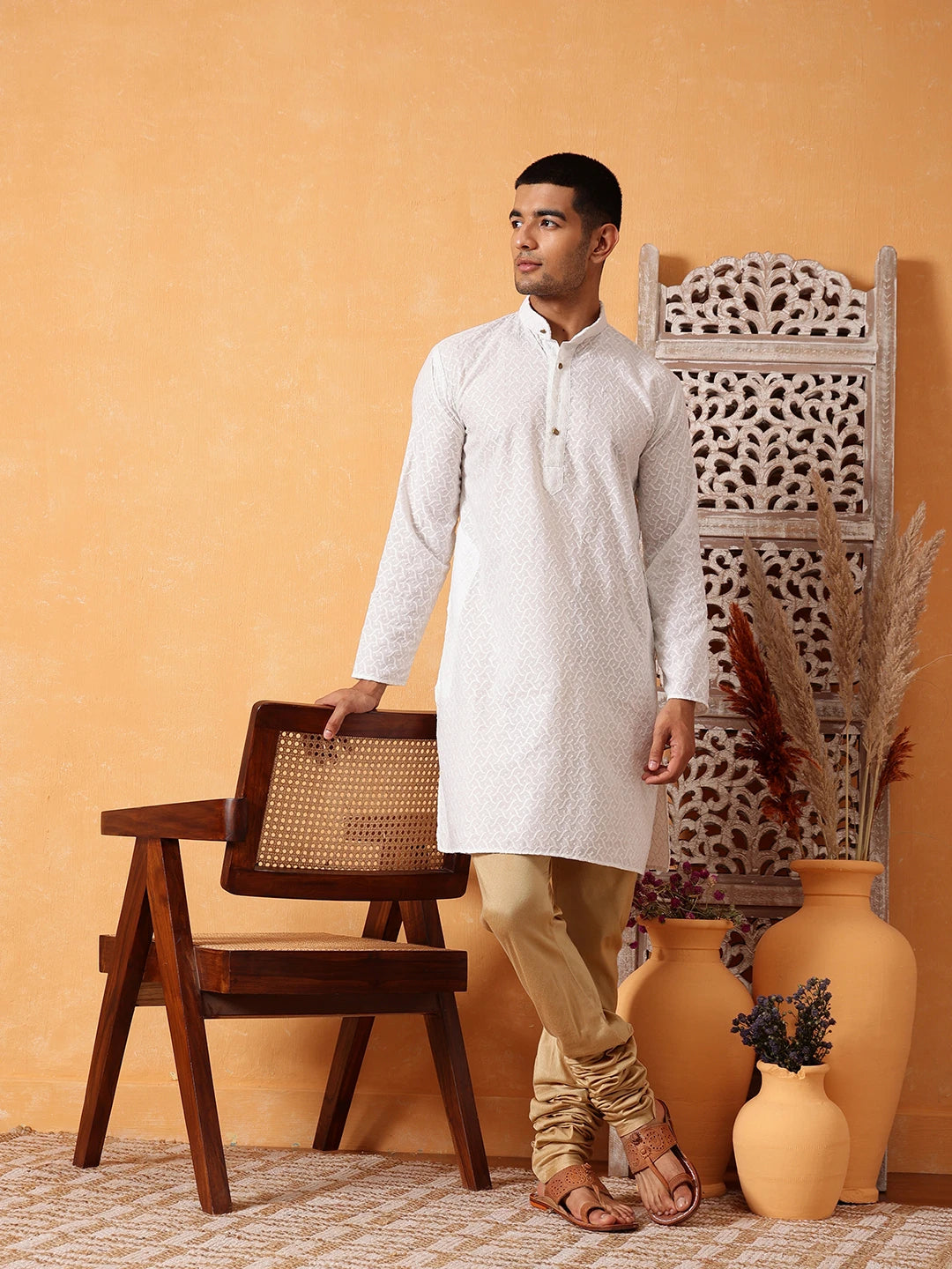 Ada Fawn Silk Men's Churidar A611170