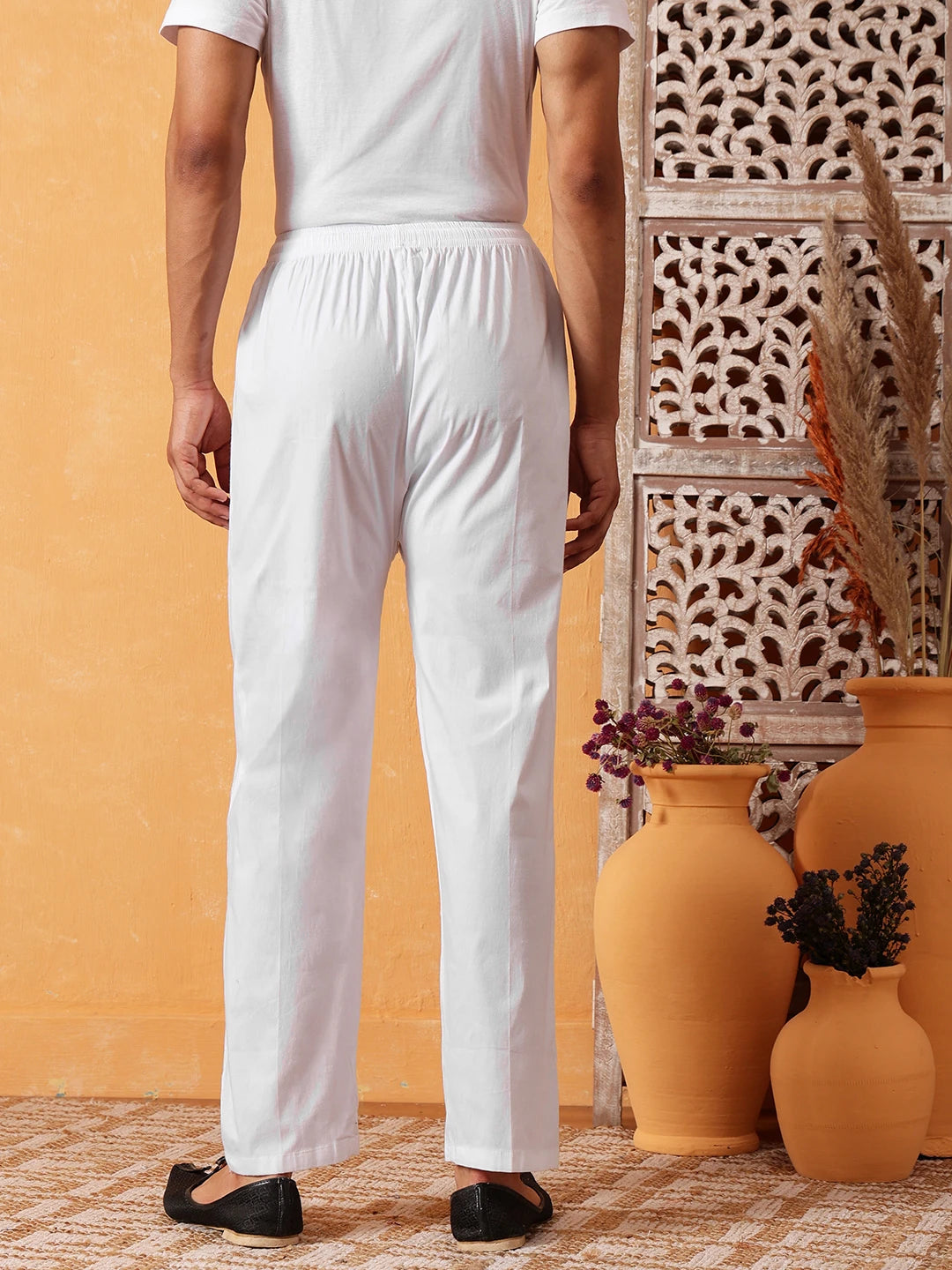 Ada White Cotton Men's Lower with Dori A611173