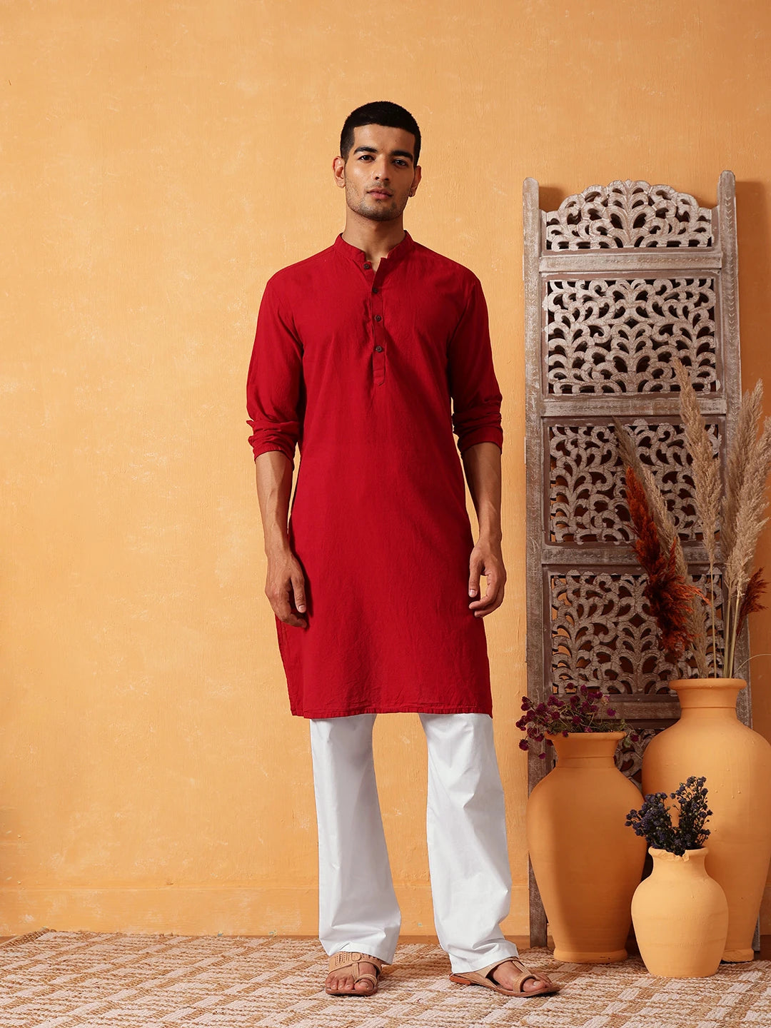 Ada White Cotton Men's Lower with Dori A611171
