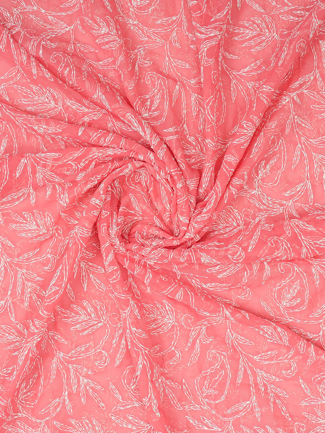 Ada Hand Embroidered Carrot Pink Georgette Lucknowi Chikankari Dupatta 01A560151