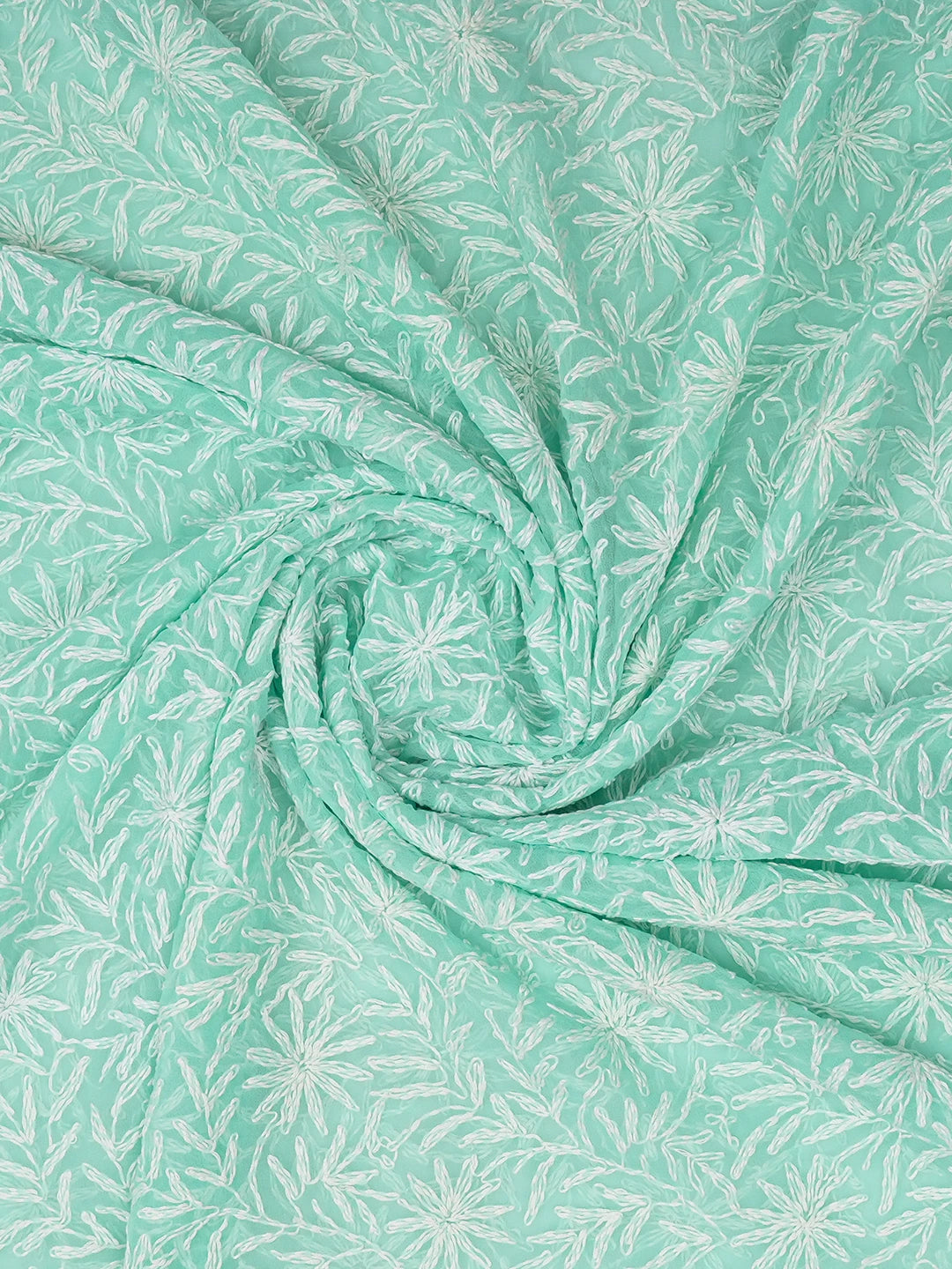 Ada Hand Embroidered Sea Green Faux Georgette Lucknowi Chikankari Dupatta 01A210889
