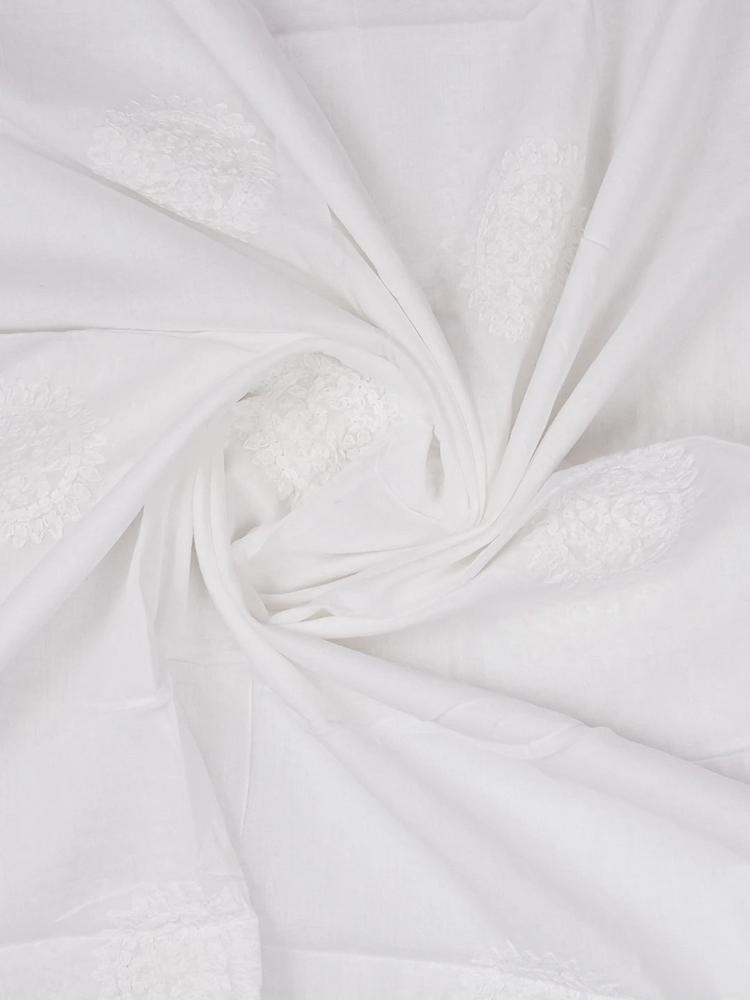 Ada Hand Embroidered White Cotton Lucknowi Chikankari Dupatta 01A597650