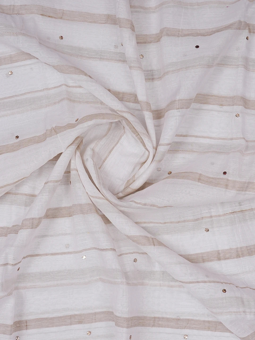 Ada Hand Embroidered White Chanderi Dupatta With Muqaish Work 01A383517