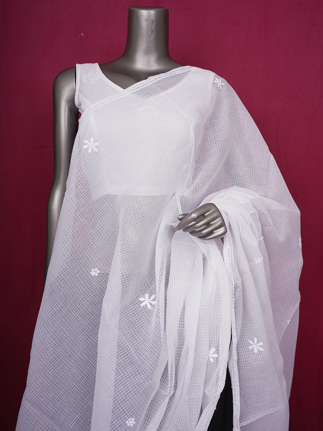 Ada Hand Embroidered White Kota Lucknowi Chikankari Dupatta 01A634997