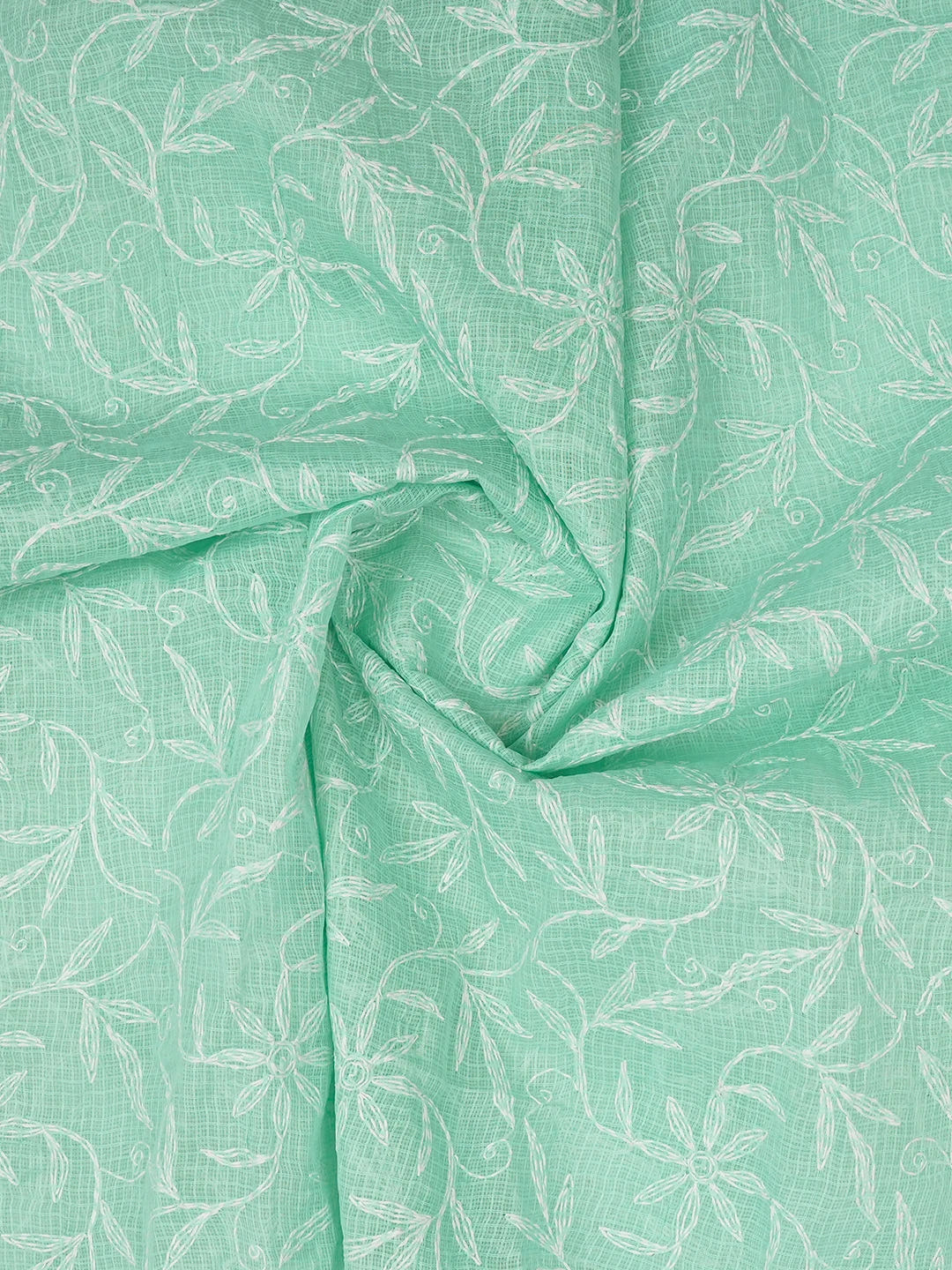 Ada Hand Embroidered Sea Green Kota Lucknowi Chikankari Dupatta 01A610856