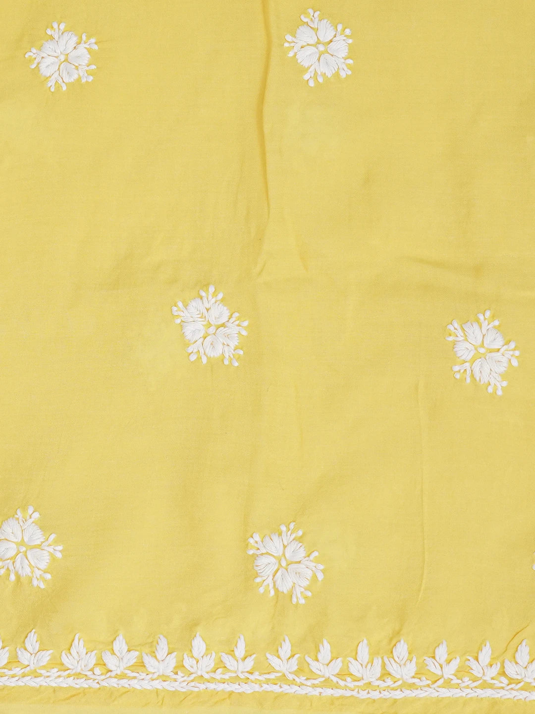Ada Hand Embroidered Yellow Modal Lucknowi Chikankari Unstitched Kurta Piece 01A638723