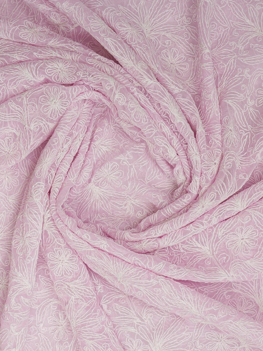 Ada Hand Embroidered Light Pink Georgette Lucknowi Chikankari Dupatta 01A560164