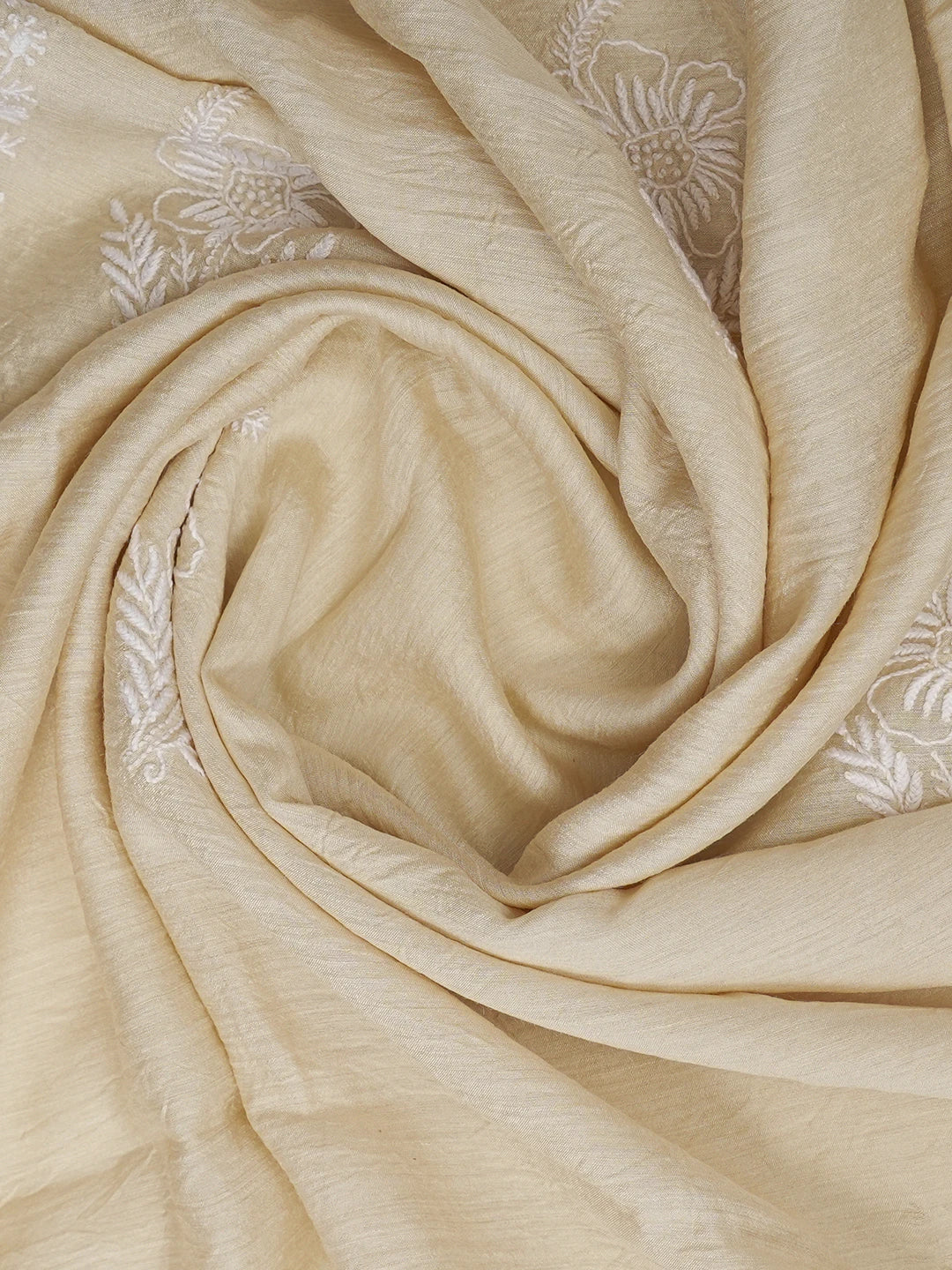 Ada Hand Embroidered Fawn Moonga Silk Lucknowi Chikankari Dupatta 01A591734