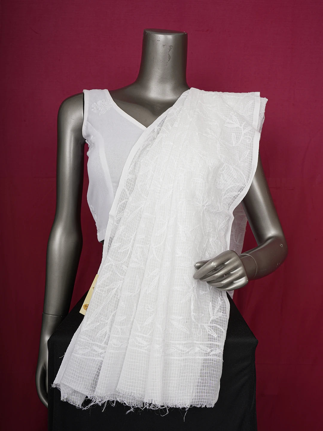 Ada Hand Embroidered White Kota Lucknowi Chikankari Dupatta 01A582623
