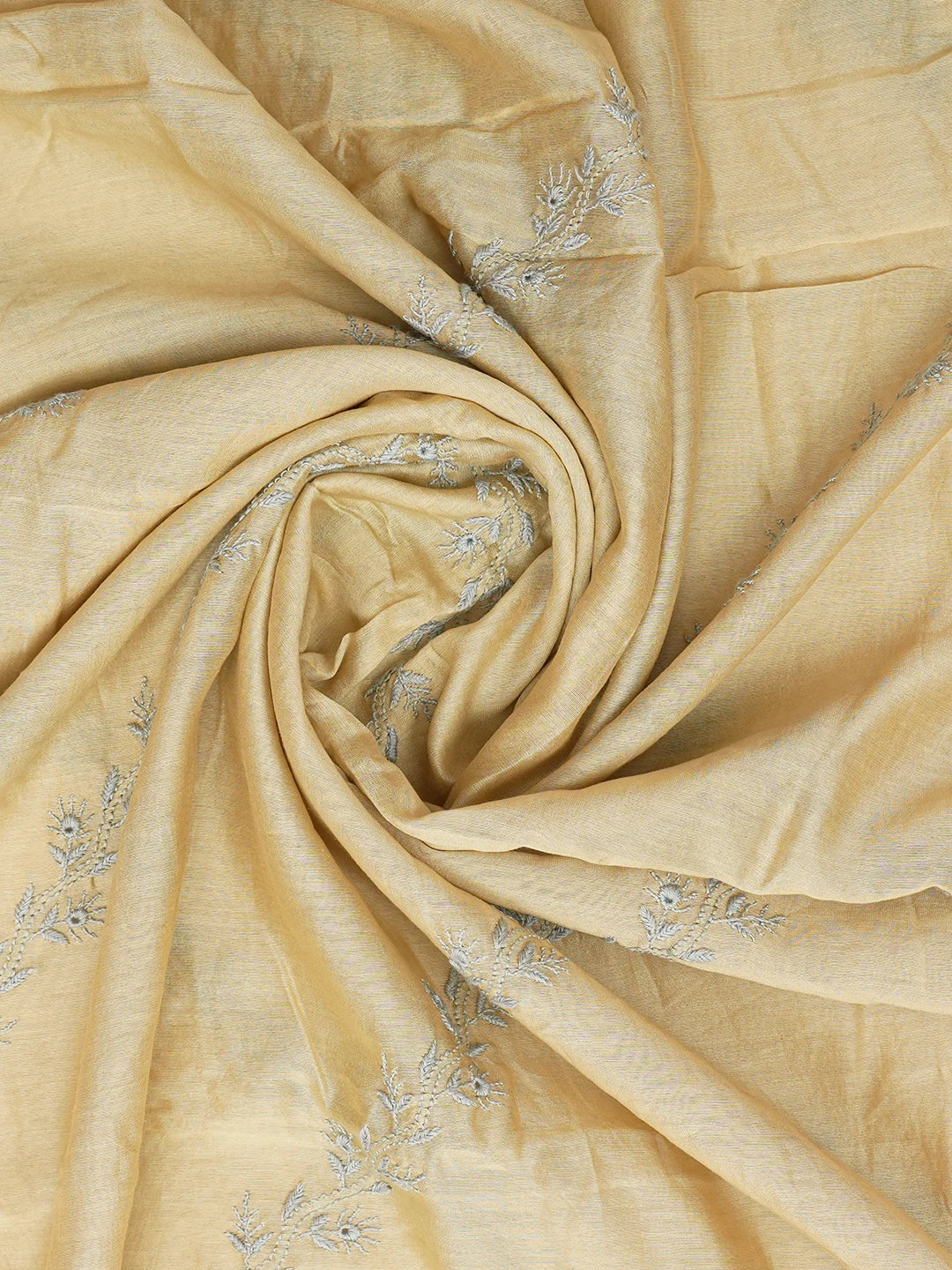 Ada Hand Embroidered Fawn Chanderi Lucknowi Chikankari Dupatta 01A624193