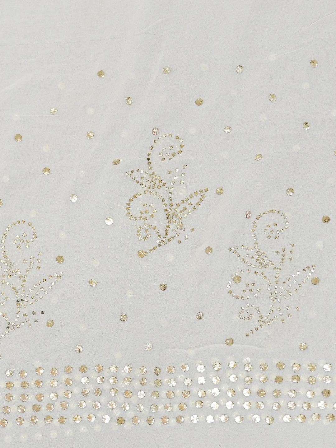 Ada Hand Embroidered Off White Pure Georgette Lucknowi Chikankari Saree/Blouse with Muqaish Work 01A395111
