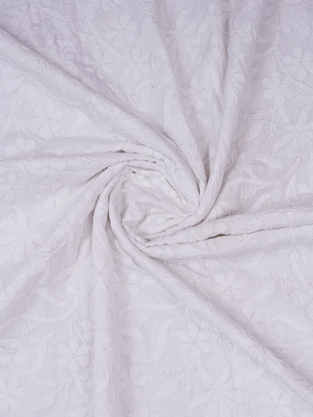 Ada Hand Embroidered White Cotton Lucknowi Chikankari Dupatta 01A477075