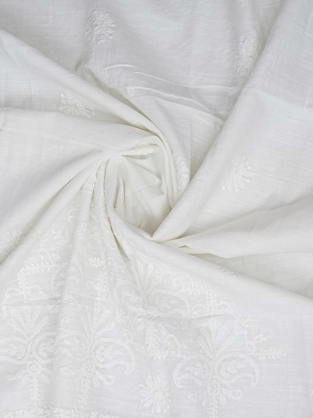 Ada Hand Embroidered White Cotton Lucknowi Chikankari Dupatta 01A627868