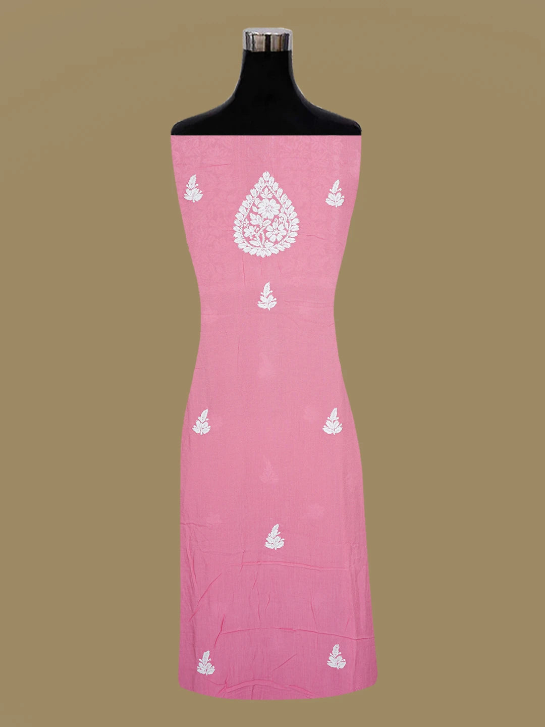 Ada Hand Embroidered Peach Modal Lucknowi Chikankari Unstitched Kurta Piece 01A638724