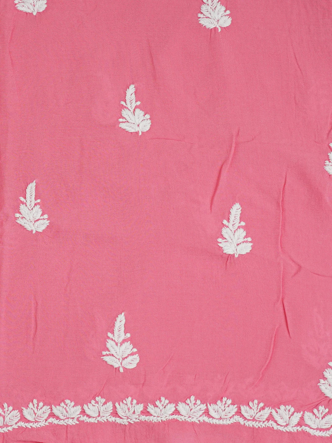 Ada Hand Embroidered Peach Modal Lucknowi Chikankari Unstitched Kurta Piece 01A638724