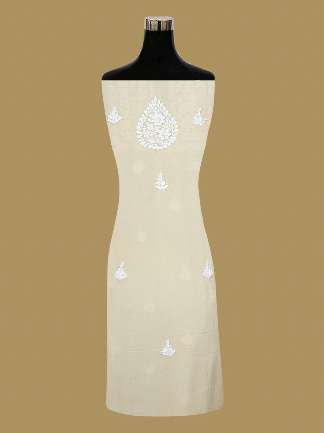 Ada Hand Embroidered Fawn Modal Lucknowi Chikankari Unstitched Kurta Piece 01A638718