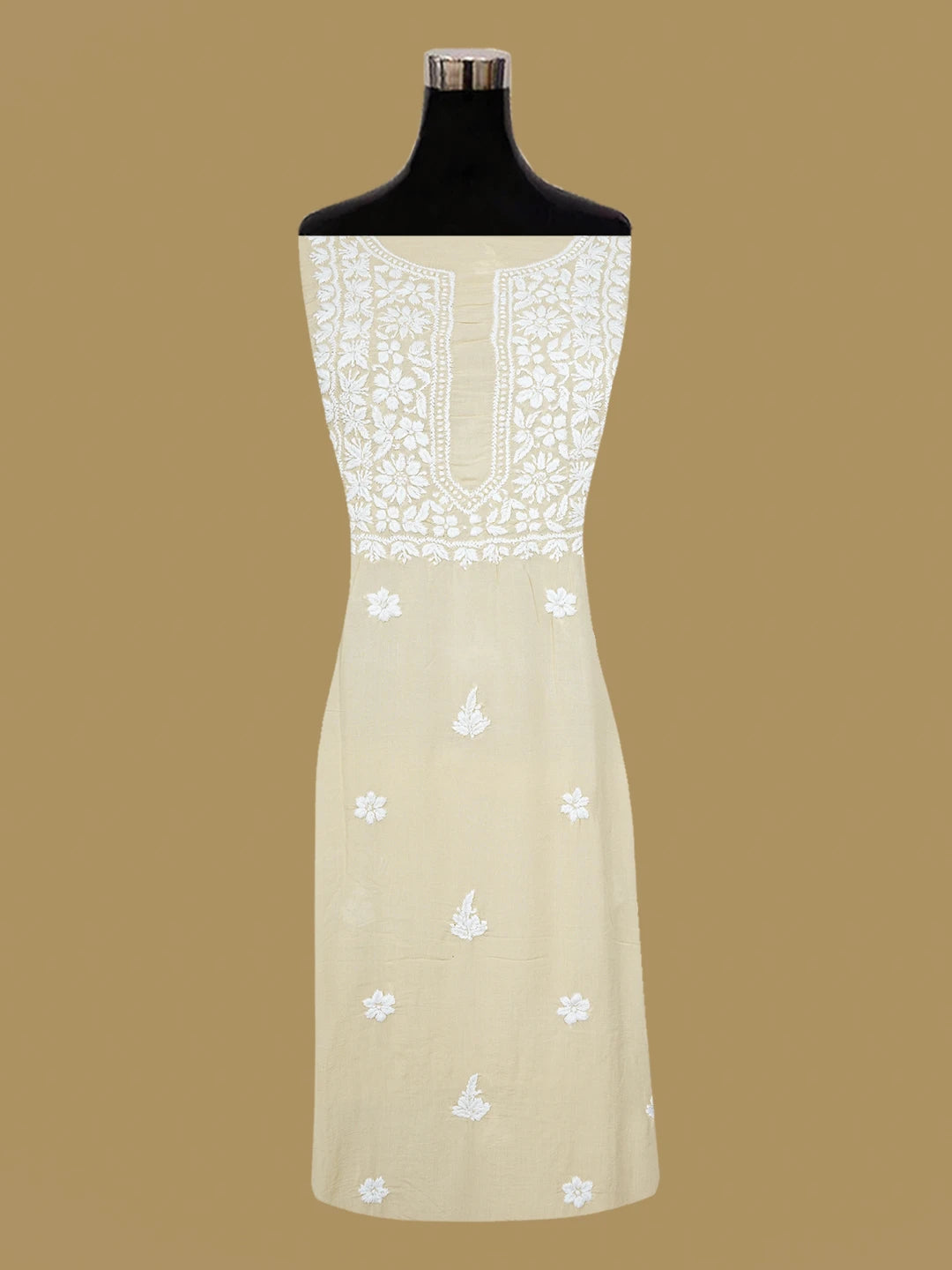 Ada Hand Embroidered Fawn Modal Lucknowi Chikankari Unstitched Kurta Piece 01A638718