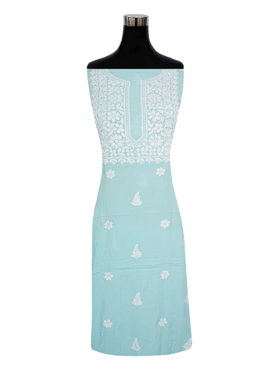 Ada Hand Embroidered Blue Modal Lucknowi Chikankari Unstitched Kurta Piece 01A638733
