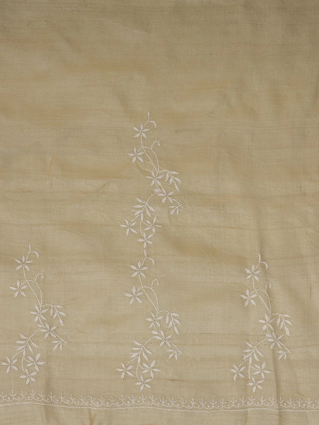 Ada Hand Embroidered Fawn Moonga Silk Lucknowi Chikankari Unstitched Kurta Piece With Zari Work 01A528312