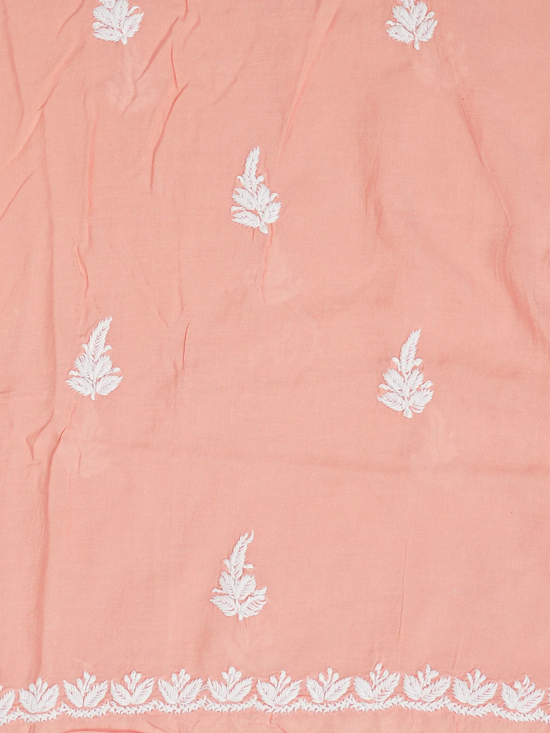 Ada Hand Embroidered Peach Pink Modal Lucknowi Chikankari Unstitched Kurta Piece 01A638728